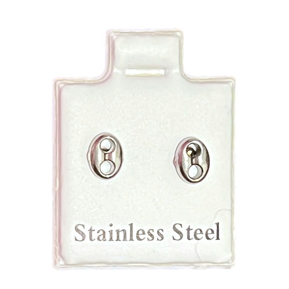 Dainty Stainless Steel Puffy Mariner Silver Earrings